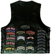 military-small-rockers-vest Here are all the small rockers, some of which are my original creations in terms of colors fonts and shape. Takes a lot of fooling around on the computer making these look good once embroidered