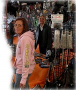 Saw Cathy taking a cigarette break at Cem's booth on International Speedway. They've got a good selection of patches on their tables including a selection of Harley patches priced reasonably.