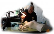 Here is a picture of Marlene giving her sexy manikin a nice skin treatment. Mac and Marlene have the coolest setups. You just want to go in and explore their tent. Something to discover on every corner.