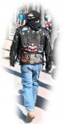 I try to snap pictures of Bikers with patches on their vests. This guy has got quite the works on his jacket