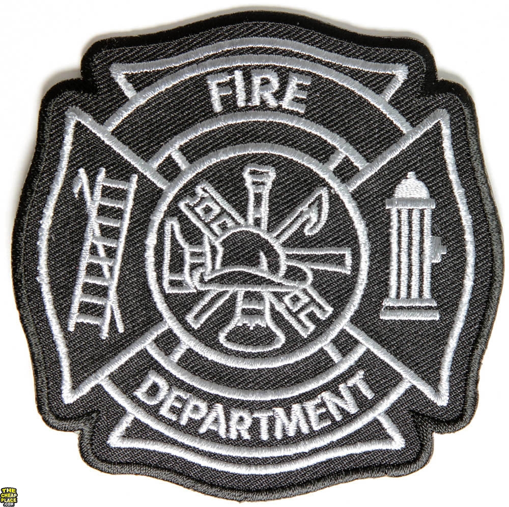 Fire Department Black Silver iron on Patch Embroidered Patches