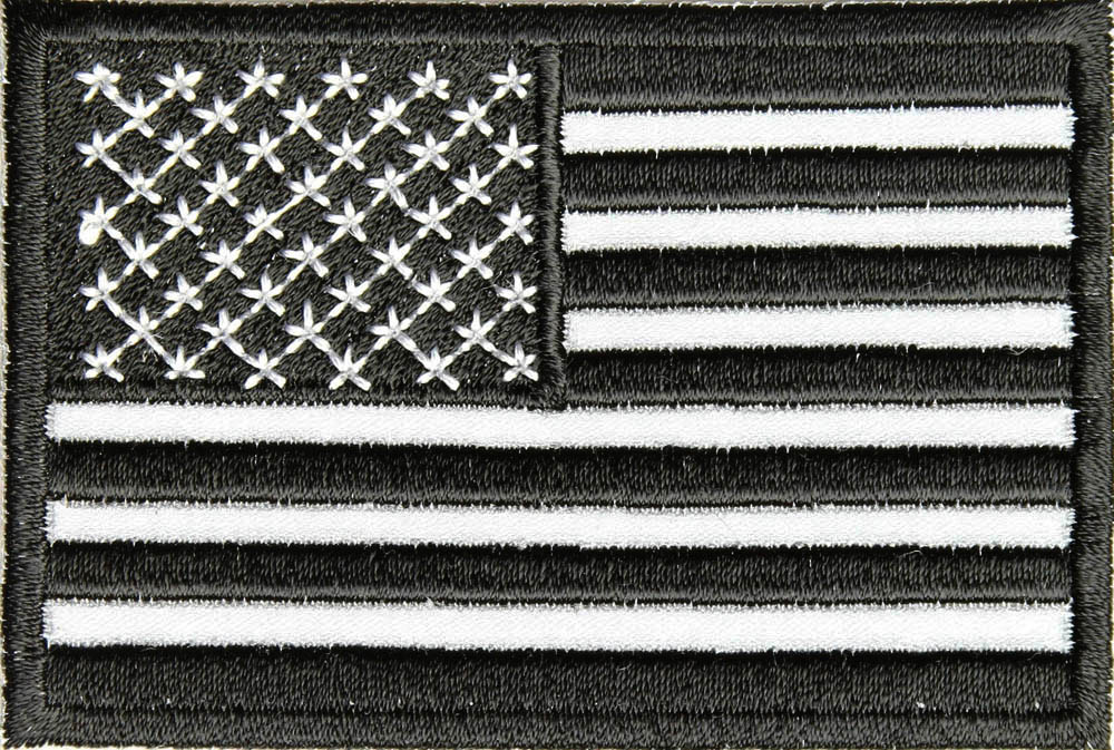 Black White and Reflective American Flag Patch