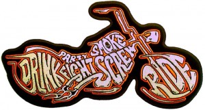 drink fight smoke screw ride motorcycle patch