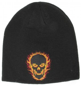 Flaming Skull Beanie Hat