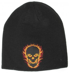 Flaming Skull Beanie Hat