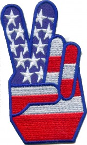 finger peace US flag Patch