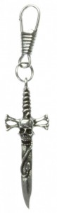 skull on dagger zipper pull