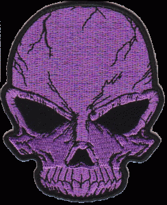 small purple cracked skull patch