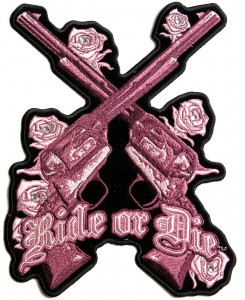 Ride or die crossed guns pink patch