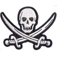 White Pirate sword skull patch