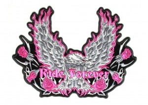 Flaming pink eagle lady patch