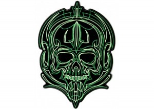 Green pinstripe Goblin skull patch