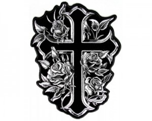 Cross Silver Roses patch