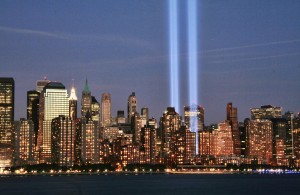 twin towers light beams