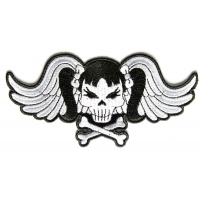 Pigtails Bow Skull And Wings Small White Patch