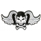 Pigtails Bow Skull and Wings Small White Patch