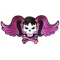 Pigtails Bow Skull and Wings Large Pink Patch