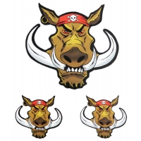 Biker Hog With Red Skull Bandana Sticker