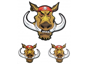 Biker Hog With Red Skull Bandana Sticker