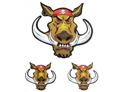 Biker Hog With Red Skull Bandana Sticker