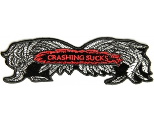 Crashing Sucks Patch Small Wings | Embroidered Biker Patches