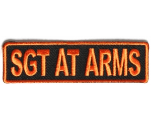 Sgt At Arms Patch 3.5 Inch Orange