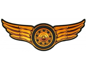 Winged Wheel Orange Large Back Patch | Embroidered Biker Patches