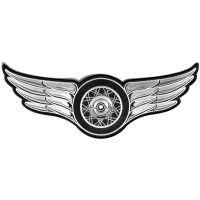 Winged Wheel White Large Back Patch Winged Wheel White Large Back Patch | Embroidered Biker Patches