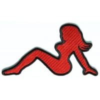 MudFlap Girl Patch In Red Facing Left | Embroidered Patches MudFlap Girl Patch In Red Facing Left | Embroidered Patches