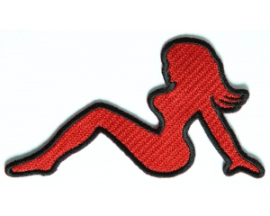 MudFlap Girl Patch In Red Facing Left | Embroidered Patches