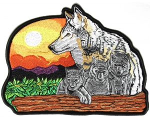 Wolf And Cubs Large Patch | Embroidered Patches