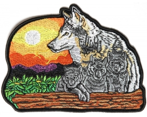 Wolf And Cubs Medium 6 Inch Patch | Embroidered Patches