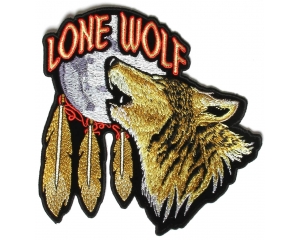 Lone Wolf Howling At The Moon 6 Inch Patch | Embroidered Biker Patches