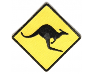 Kangaroo Sign Patch Yellow And Black | Embroidered Patches