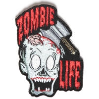 Zombie Life Small Patch With Axed Zombie | Embroidered Patches Zombie Life Small Patch With Axed Zombie | Embroidered Patches