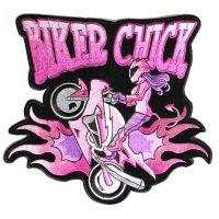 Biker Chick Wheeley Girl Large Ladies Back Patch Biker Chick Wheeley Girl Large Ladies Back Patch | Embroidered Biker Patches