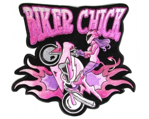 Biker Chick Wheeley Girl Large Ladies Back Patch | Embroidered Biker Patches