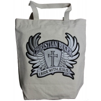 Christian Biker Large Canvas Bag With Patch