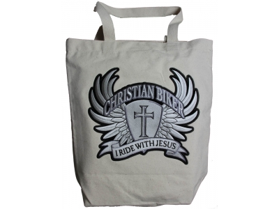 Christian Biker Large Canvas Bag With Patch