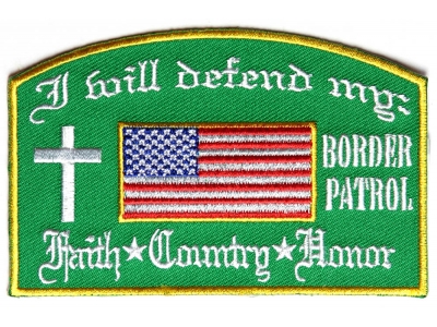 Will Defend Border Patrol Patch In Green | Embroidered Patches