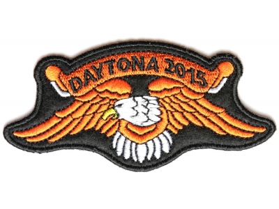 Daytona 2015 Orange Downwing Eagle Patch | Embroidered Biker Patches