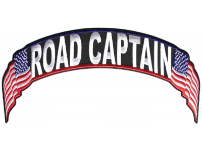 Road Captain US Flag Rocker Patch | Embroidered Biker Patches