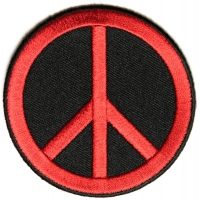 Peace Sign Patch Red On Black