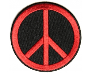 Peace Sign Patch Red On Black