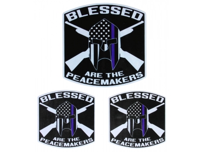 Blessed Are The Peacemakers Thin Blue Line Spartan Helmet Police Sticker