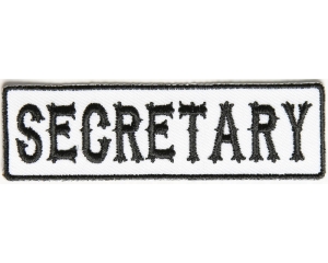 Secretary Patch Black On White