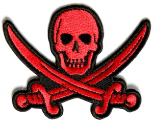 Red Pirate Sword Skull Patch | Embroidered Patches