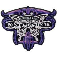 Sturgis 2016 Motorcycle Rally Patch Purple Butterfly