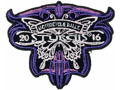 Sturgis 2016 Motorcycle Rally Patch Purple Butterfly