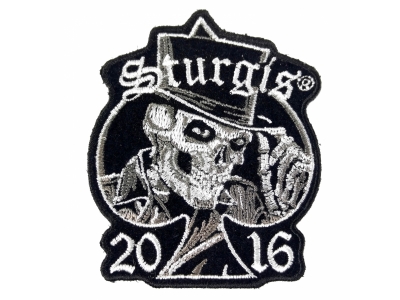 Sturgis 2016 Motorcycle Rally Patch Tall Hat Skull
